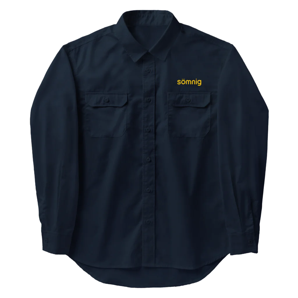 TORISAKANAの眠いのロゴ（スウェーデン語・黄色） Work Shirt