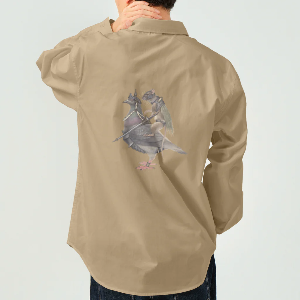 神聖家畜帝国　SUZURI店の銀座の騎兵　ドブネズミ・ドバト ワークシャツ