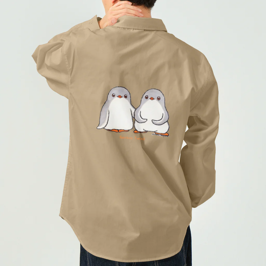 ヤママユ(ヤママユ・ペンギイナ)のふたごのジェンツーペンギン(ロゴあり) Work Shirt