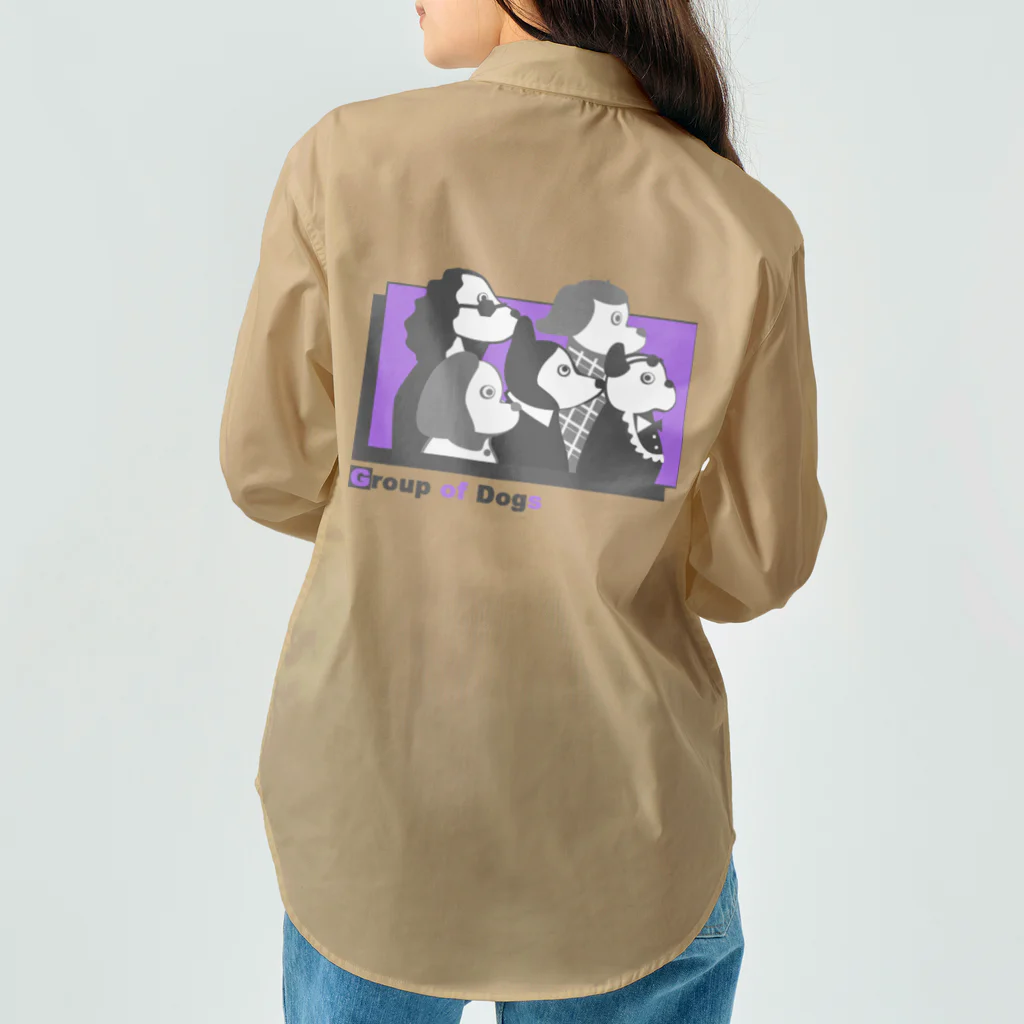 うみちゃんの犬の群像（紫） ワークシャツ