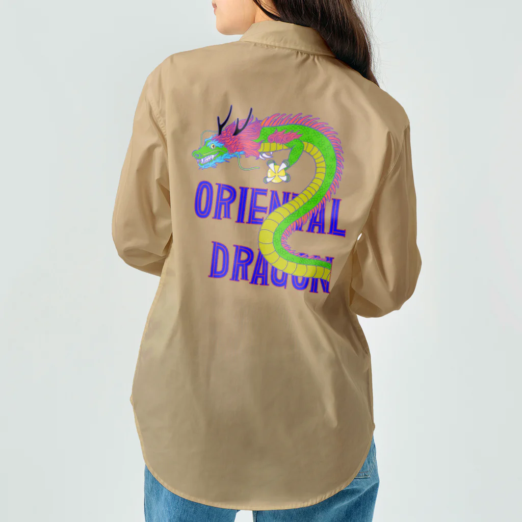 LalaHangeulのORIENTAL DRAGON（龍）英字 バックプリント ワークシャツ