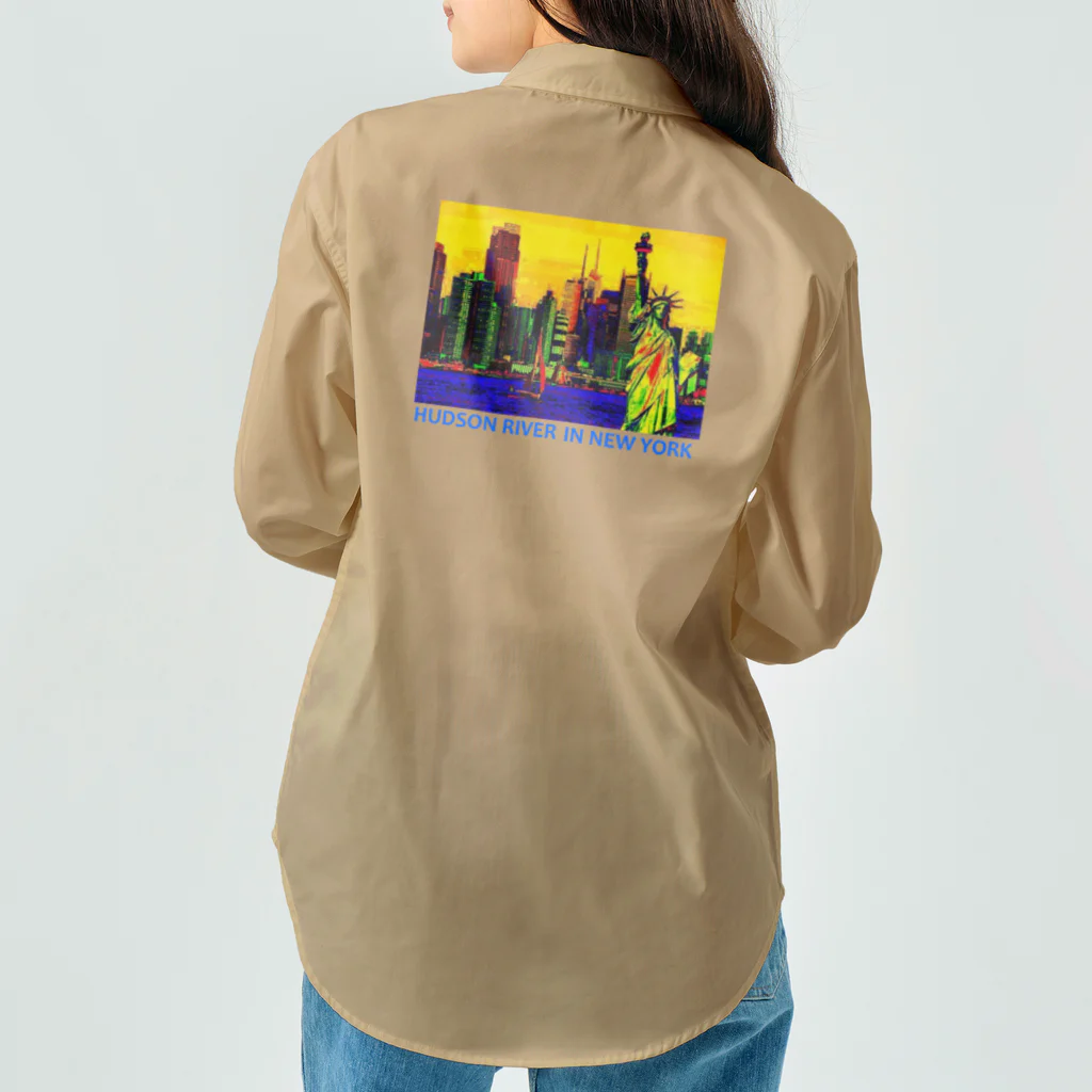 アインシュタインキャットの黄昏時のニューヨークハドソン川(02） Work Shirt