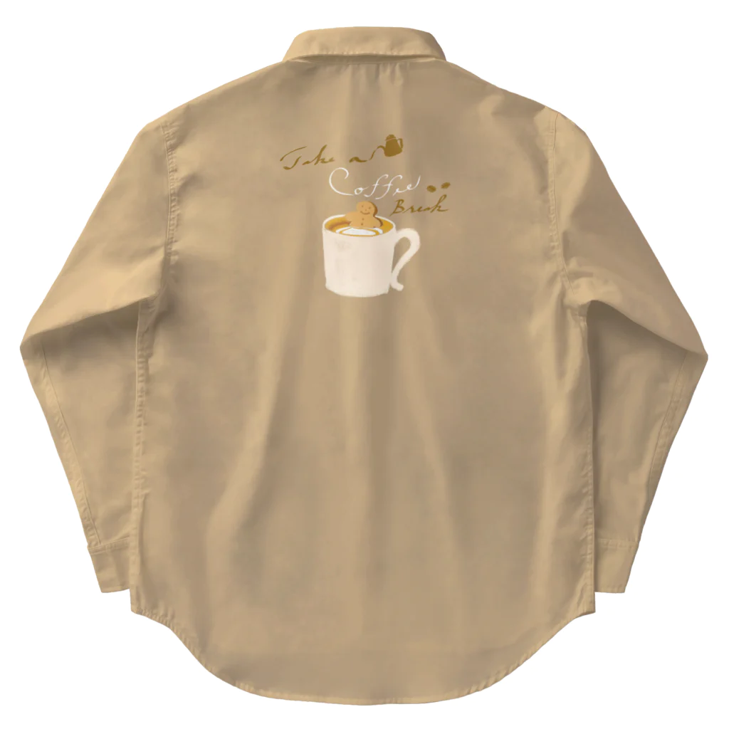 kiki25のcoffee time(コーヒー白字) Work Shirt