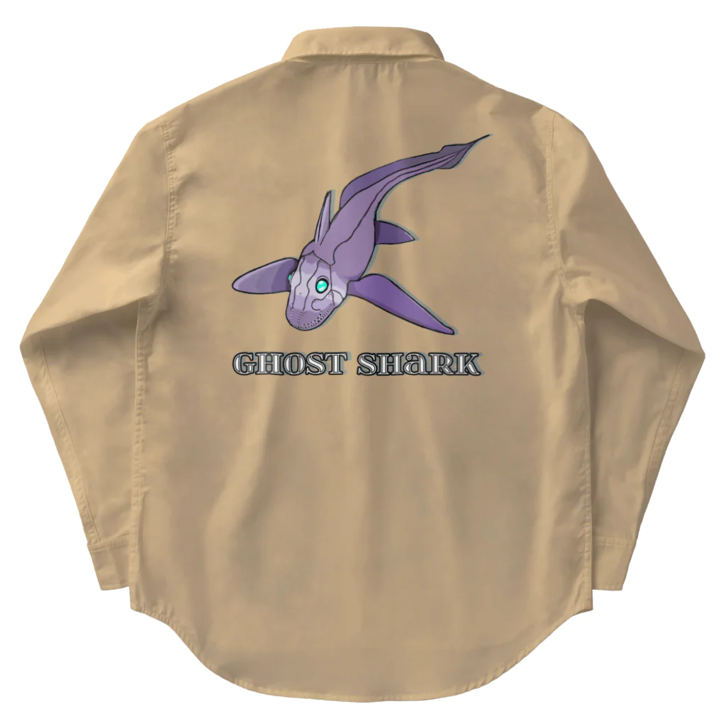 LalaHangeulのGhost Shark バックプリント Work Shirt