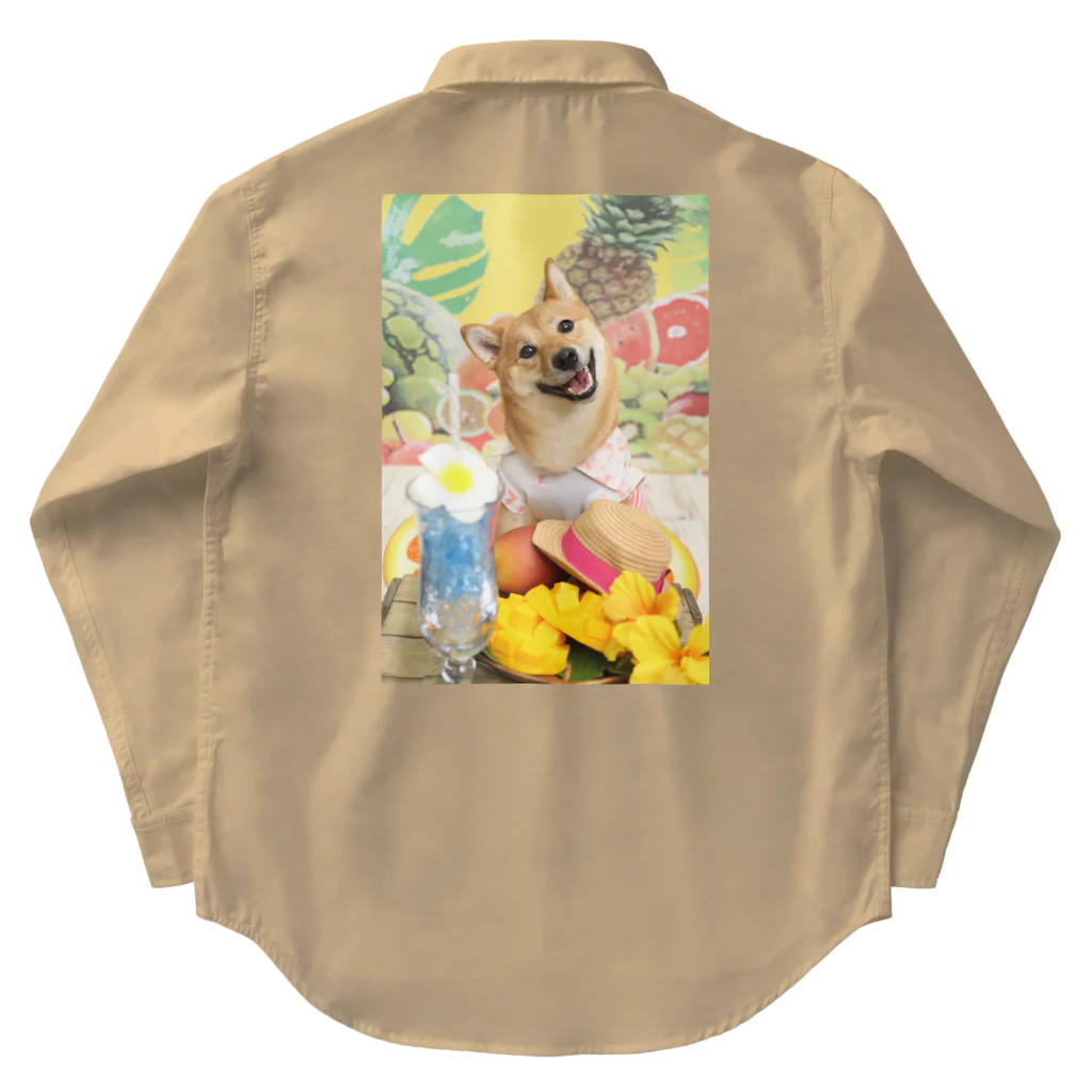 柴犬グッズ専門店 あられ堂の柴犬　真夏のリゾート001 Work Shirt