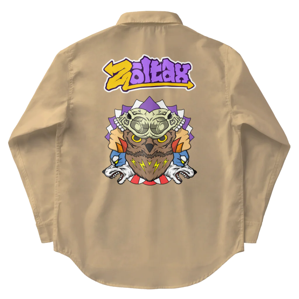 Zoltax.のフクロウ グラフィティロゴ 紅芋タルト Work Shirt