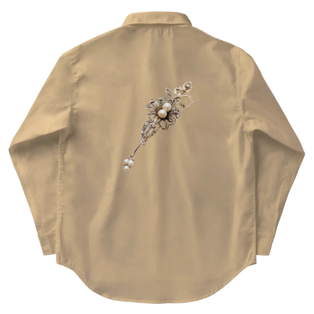 motsunabeeのpearl clip, unique, new design, special Work Shirt