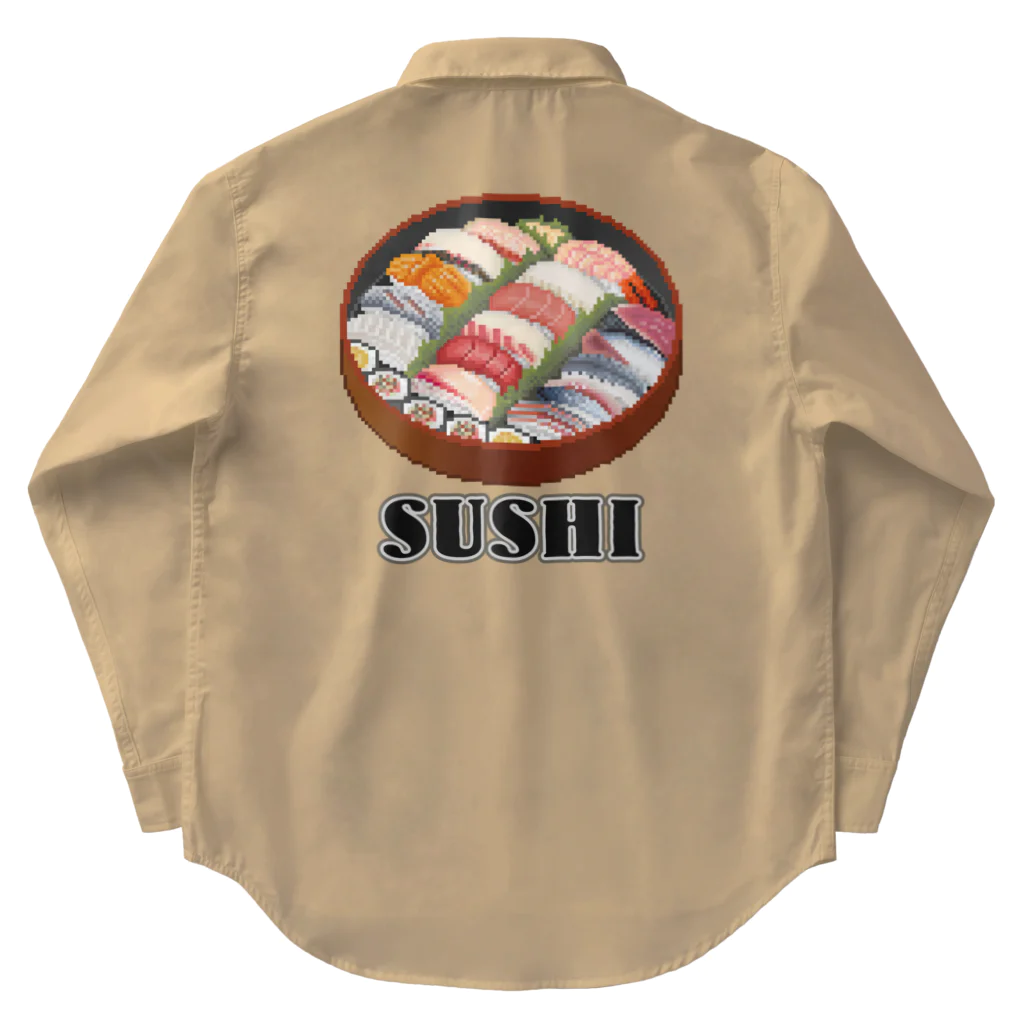 猫と釣り人のSUSHI_2R ワークシャツ