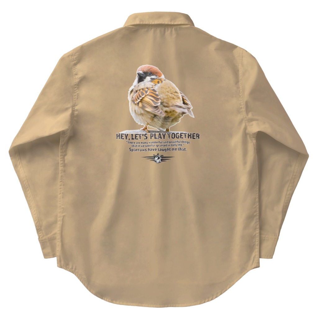 “すずめのおみせ” SUZURI店の一緒に遊ぼう！ #002 Work Shirt