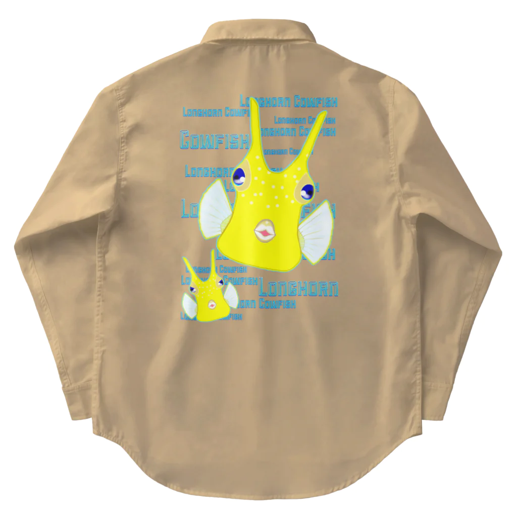 LalaHangeulのLonghorn Cowfish(コンゴウフグ)　バックプリント Work Shirt