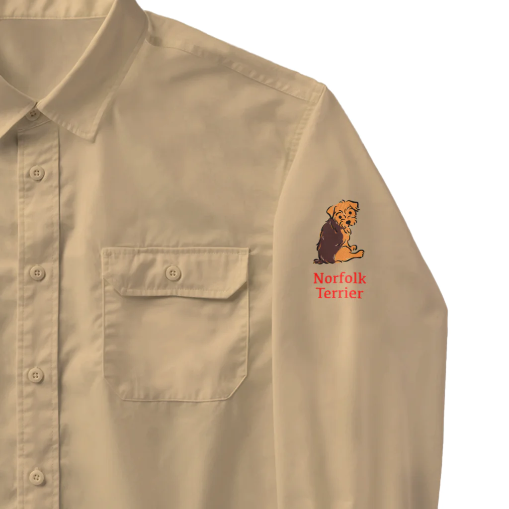 TOMOS-dogのふりむき犬（ドット）ブラタン ワークシャツ