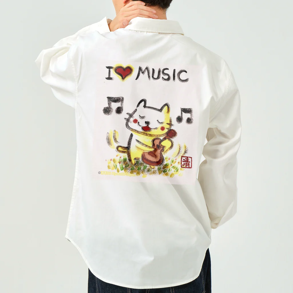 KIYOKA88WONDERLANDのウクレレねこちゃん （ギターねこちゃん）ukulele kitty guitar kitty Work Shirt
