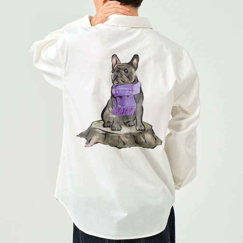 犬グッズの店しえるぶるーのマフラー犬　フレンチブルドッグ　ブリンドル Work Shirt