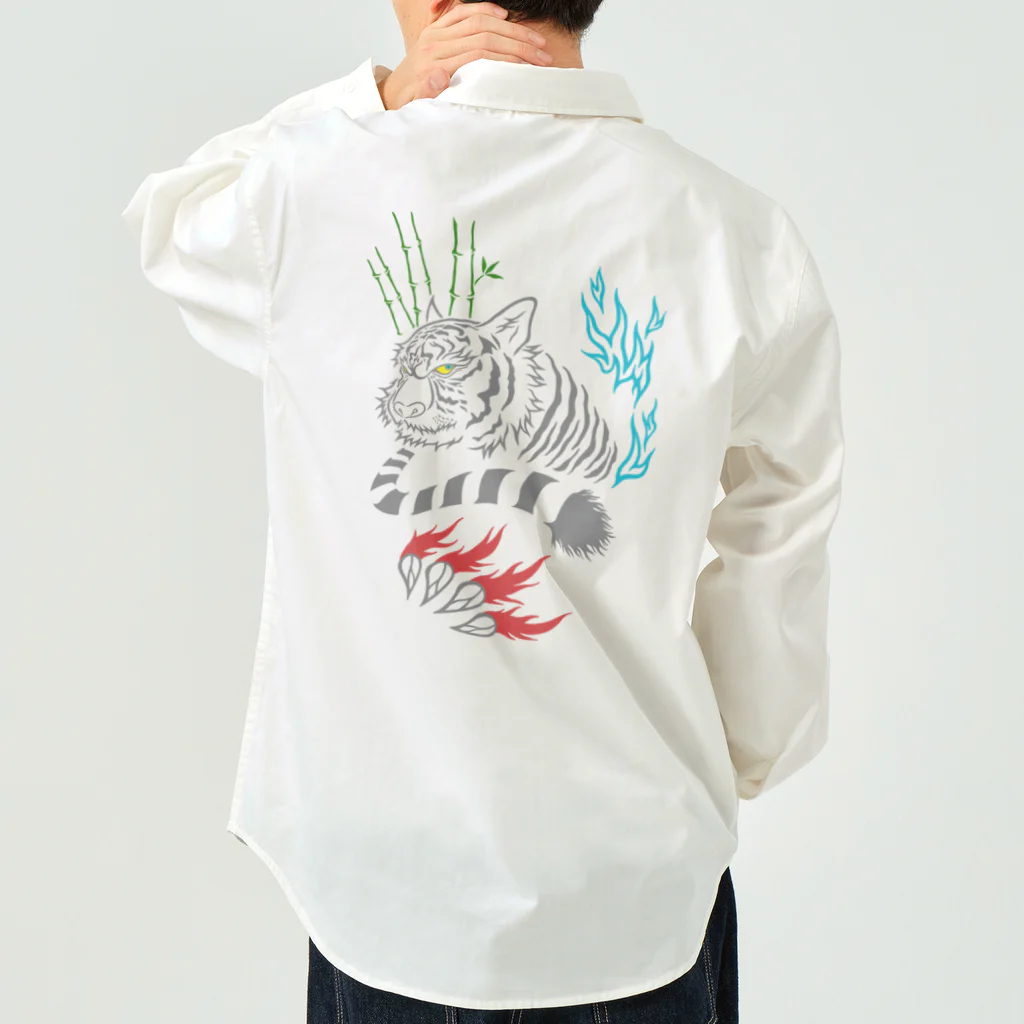 Siderunの館 B2の【バックプリント】白虎を中華風で ワークシャツ