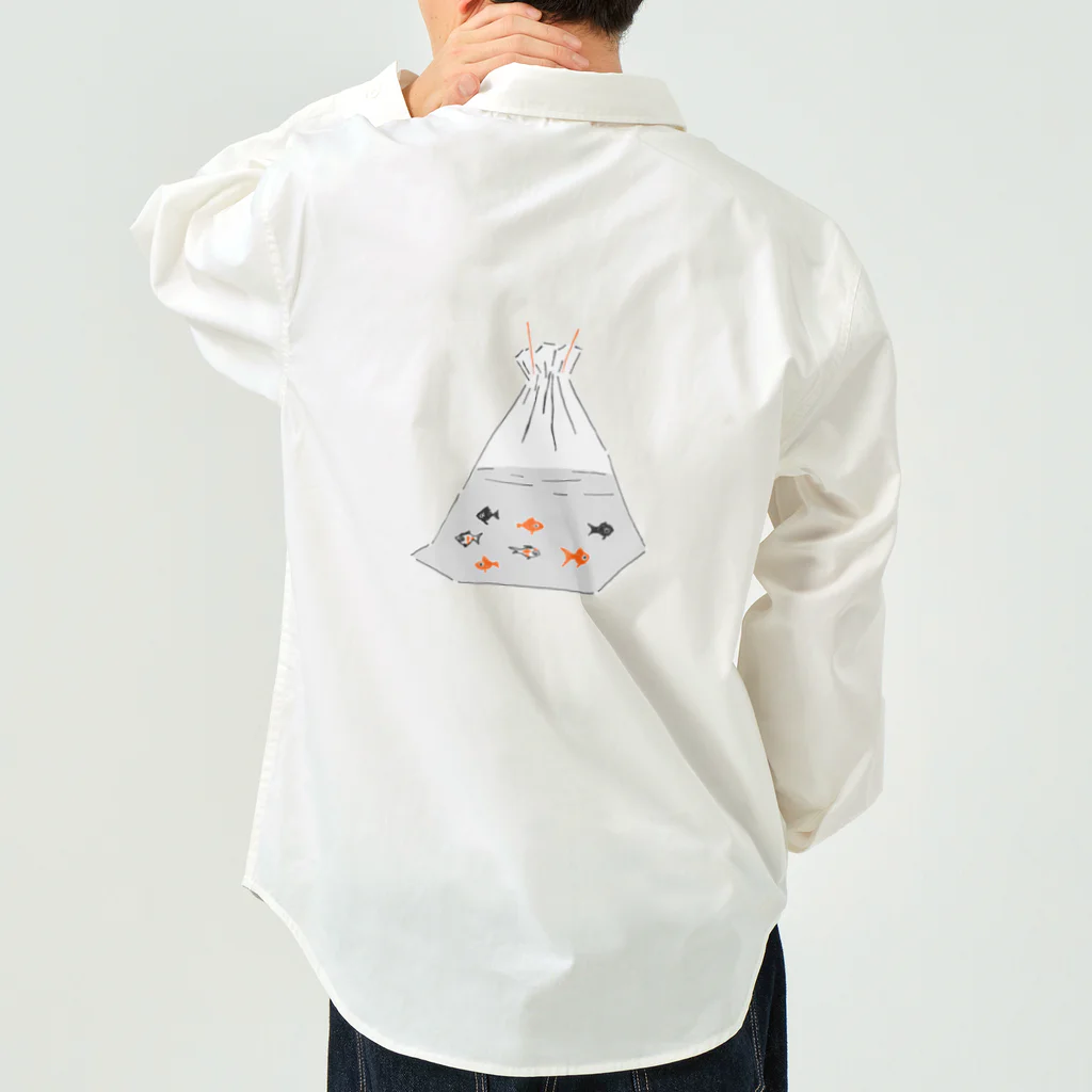NIKORASU GOの祭りデザイン「金魚すくい」 ワークシャツ