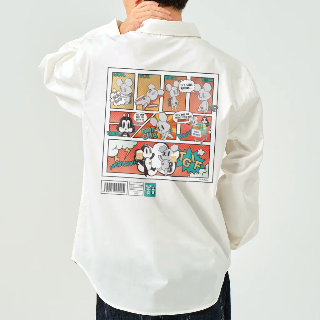 Tiny Toyny のTiny Toyny - COMIC 03 back print work-shirt Work Shirt