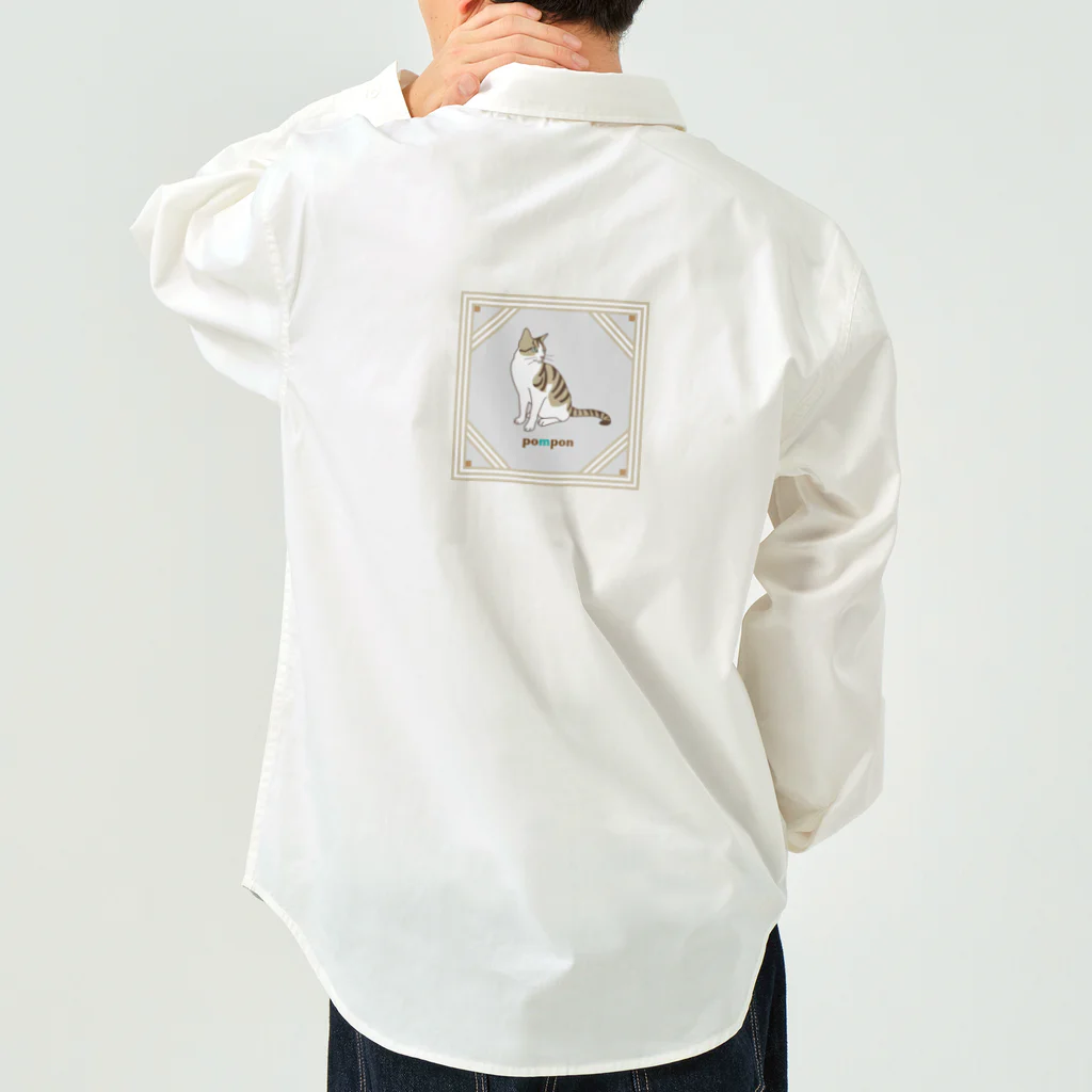 エダマメトイチのトリオ ザ ストライプ pompon-D 大 Work Shirt
