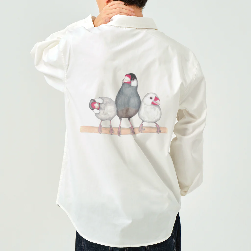 森図鑑の[森図鑑] 三羽文鳥 Work Shirt