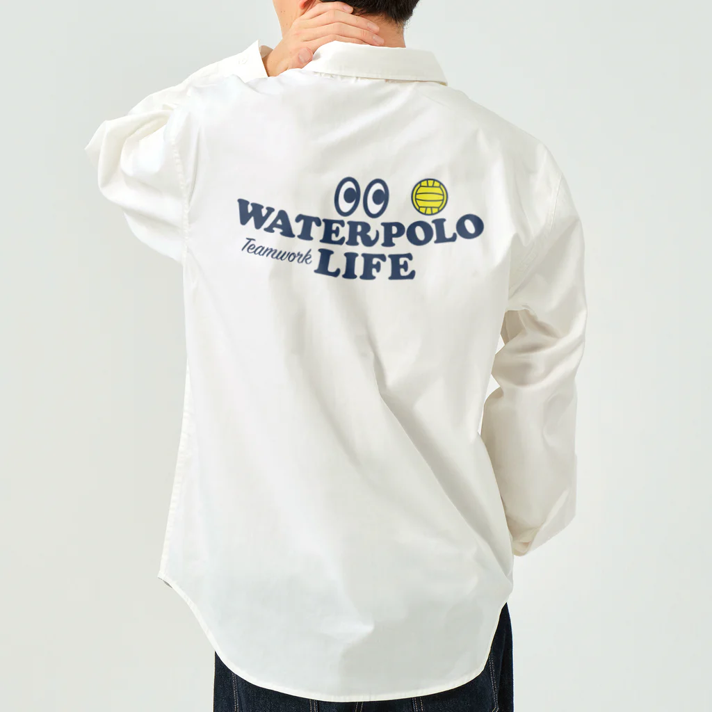 sports_tower スポーツタワーの水球・目玉・すいきゅう・WATER POLO・デザイン・Tシャツ・かっこいい・かわいい・男子・女子・ボール・スポーツ・巻き足・ハンドリング・出足・ドリブル・リターン・ワンタッチシュート・チームワーク Work Shirt