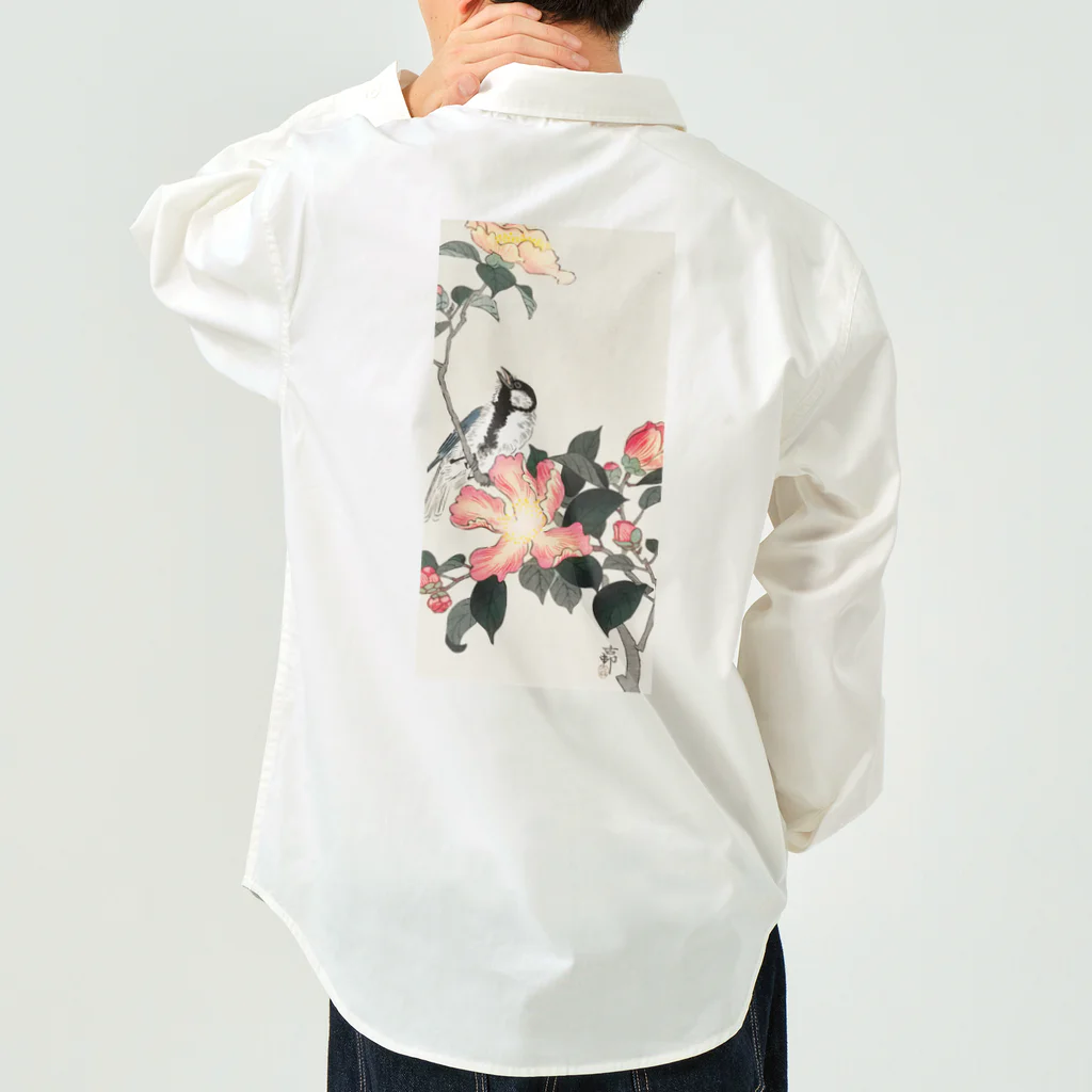 MUGEN ARTの小原古邨　椿に四十雀  Ohara Koson / Great tit on branch with pink flowers  Work Shirt