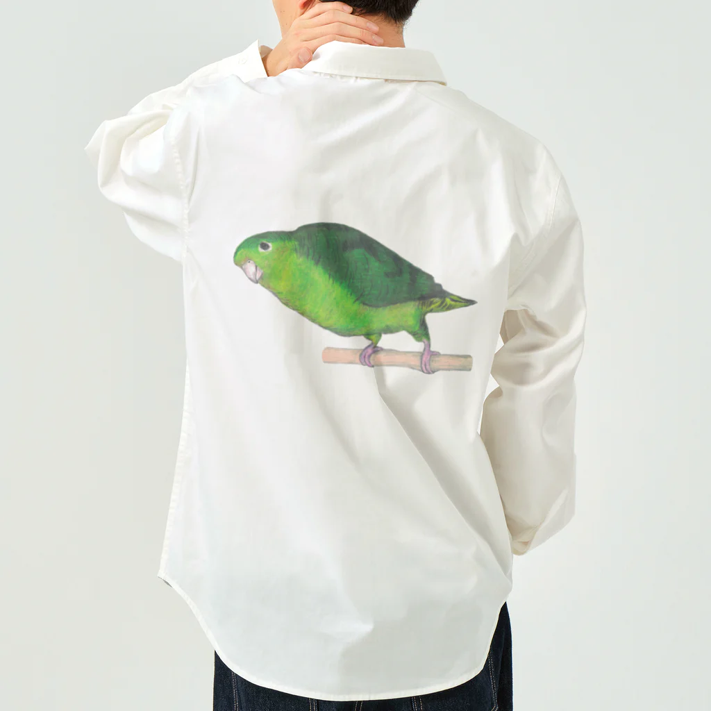 森図鑑の[森図鑑] サザナミインコ緑色 Work Shirt