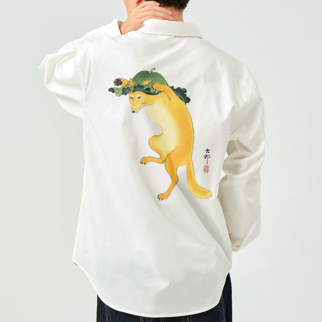 MUGEN ARTの小原古邨　踊る狐　日本の名画アートTシャツ Work Shirt