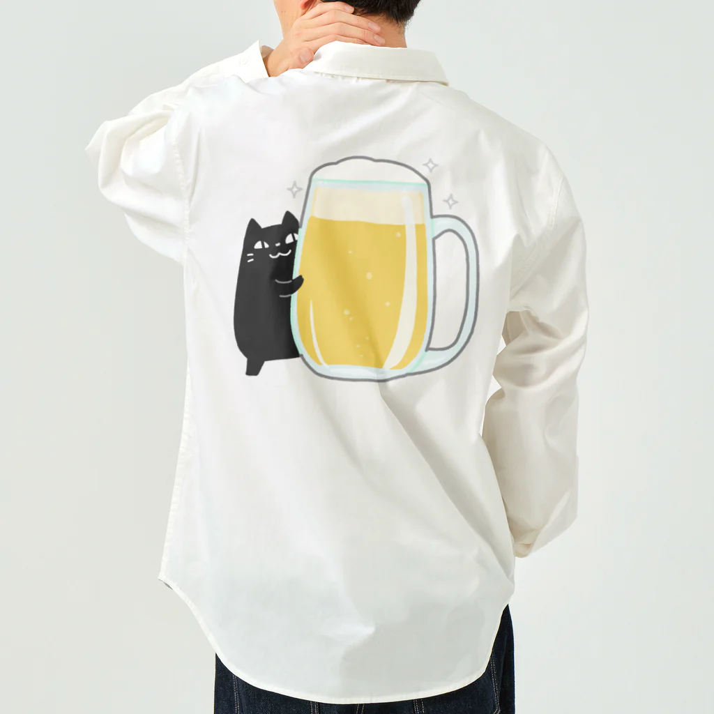 うさやの美味しいビールをゲットしてご満悦の黒猫 Work Shirt