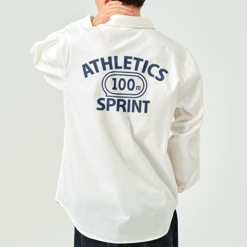 sports_tower スポーツタワーの100メートル競走・短距離走・陸上競技・トラック種目・デザイン・Tシャツ・陸上部・男子・女子・ジュニア・入賞・有力・確実・候補・有望・応援・精神力・集中力・日本人・陸上魂・100m走 ワークシャツ