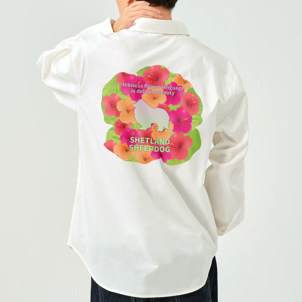 onehappinessのシェルティ　hibiscus　花言葉　onehappiness ワークシャツ