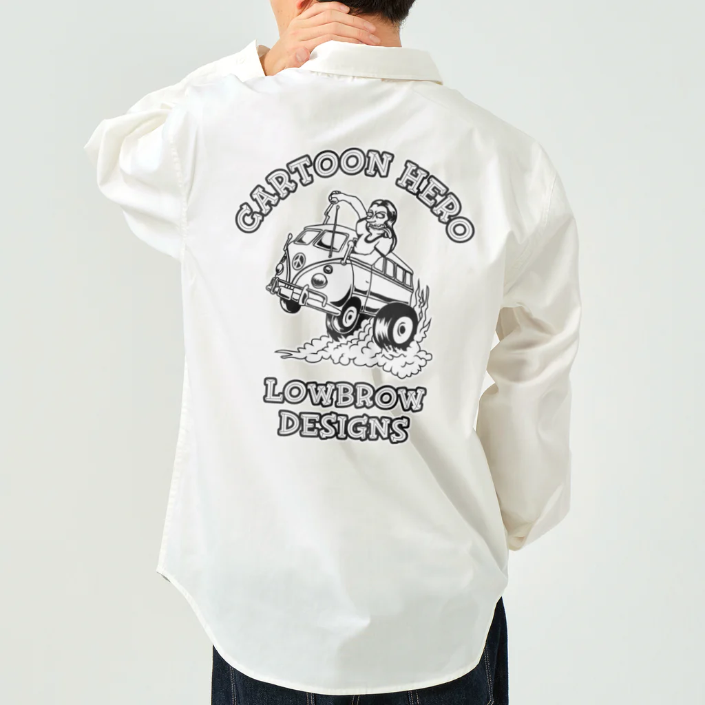 提供 tshopのヒッピーとマイクロバスのローブローアート Work Shirt