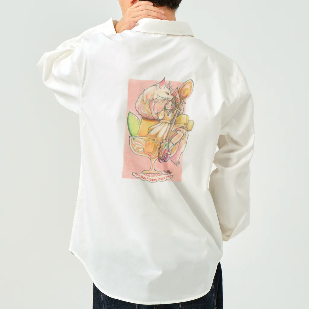 放課後屋のプリンアラモード back print Work Shirt