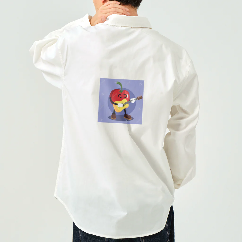 satomatoのイラストのギターを弾くトマトくん Work Shirt