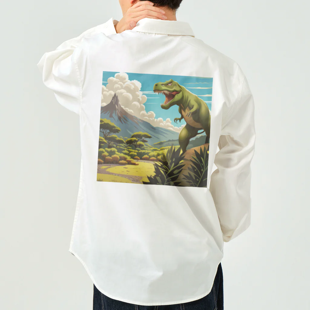 和彩-Wairoriのアニメ調　ティラノサウルス Work Shirt