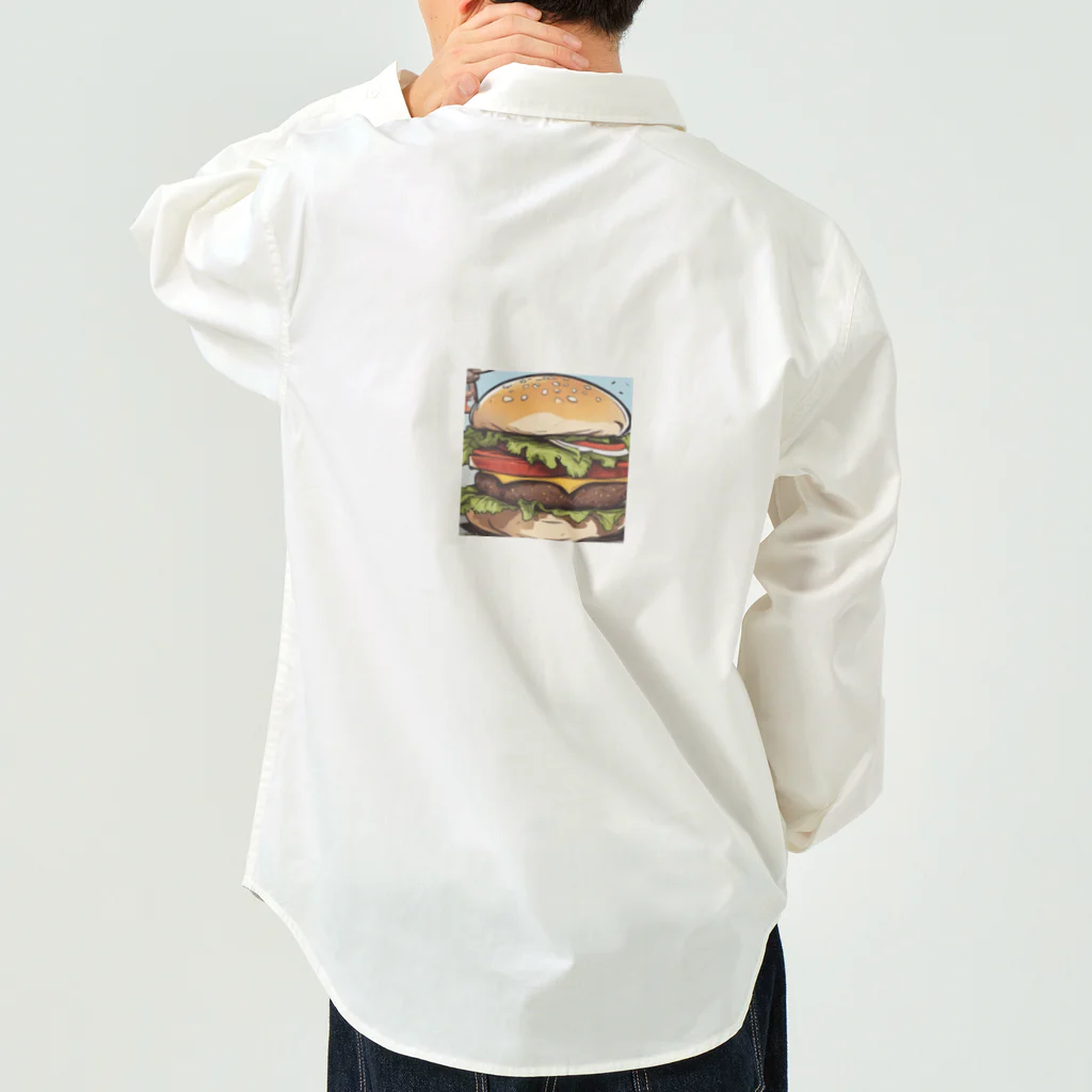 アラサー派遣マン＠AIイラストグッズのハンバーガープリントグッズ Work Shirt