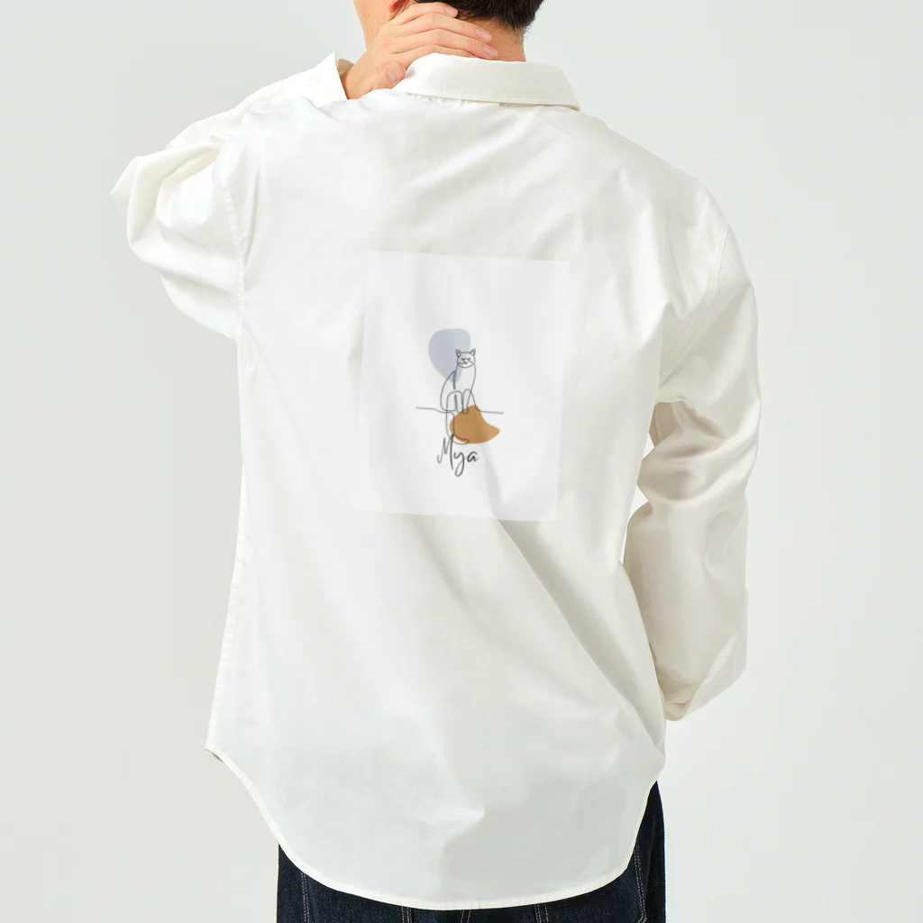 あいの猫のアトリエ: アートやクリエイティブな猫デザイン　文字「mya」 Work Shirt