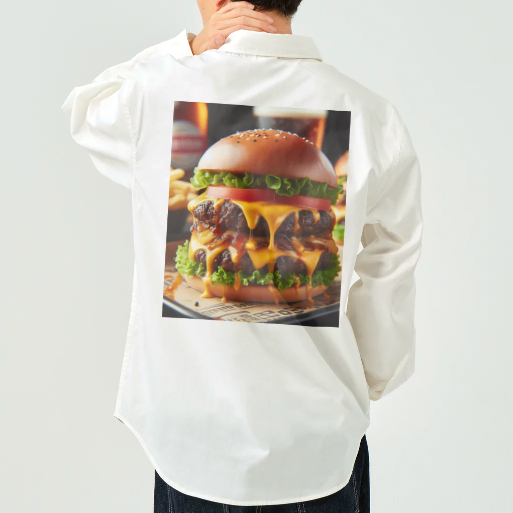 ワンダーワールド・ワンストップのリアルジューシーなハンバーガー ワークシャツ