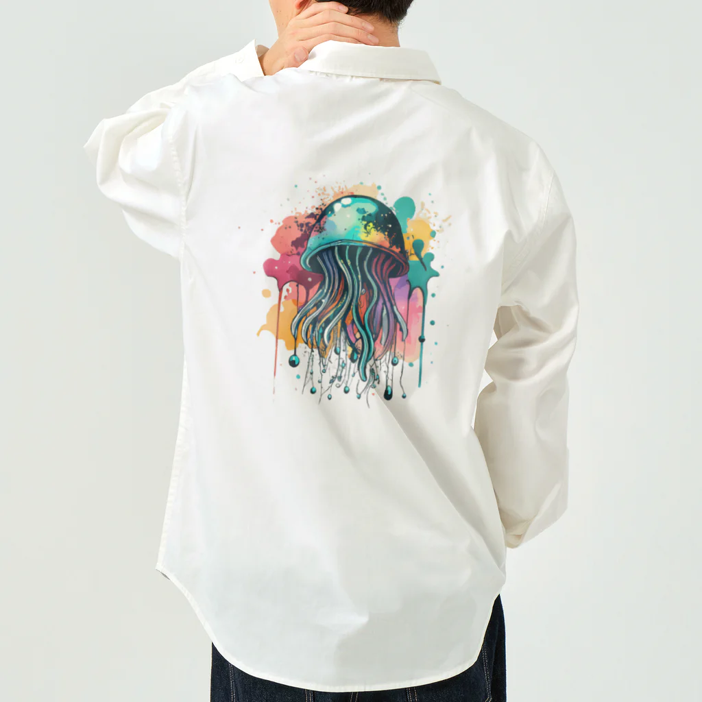 Moodifyのサイバーパンククラゲ　ミズクラゲ　水彩画スプラッシュ Work Shirt