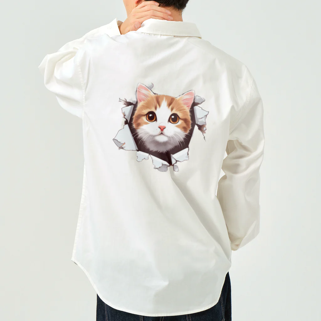 飛び出す！アニマルショップの飛び出す猫 Work Shirt