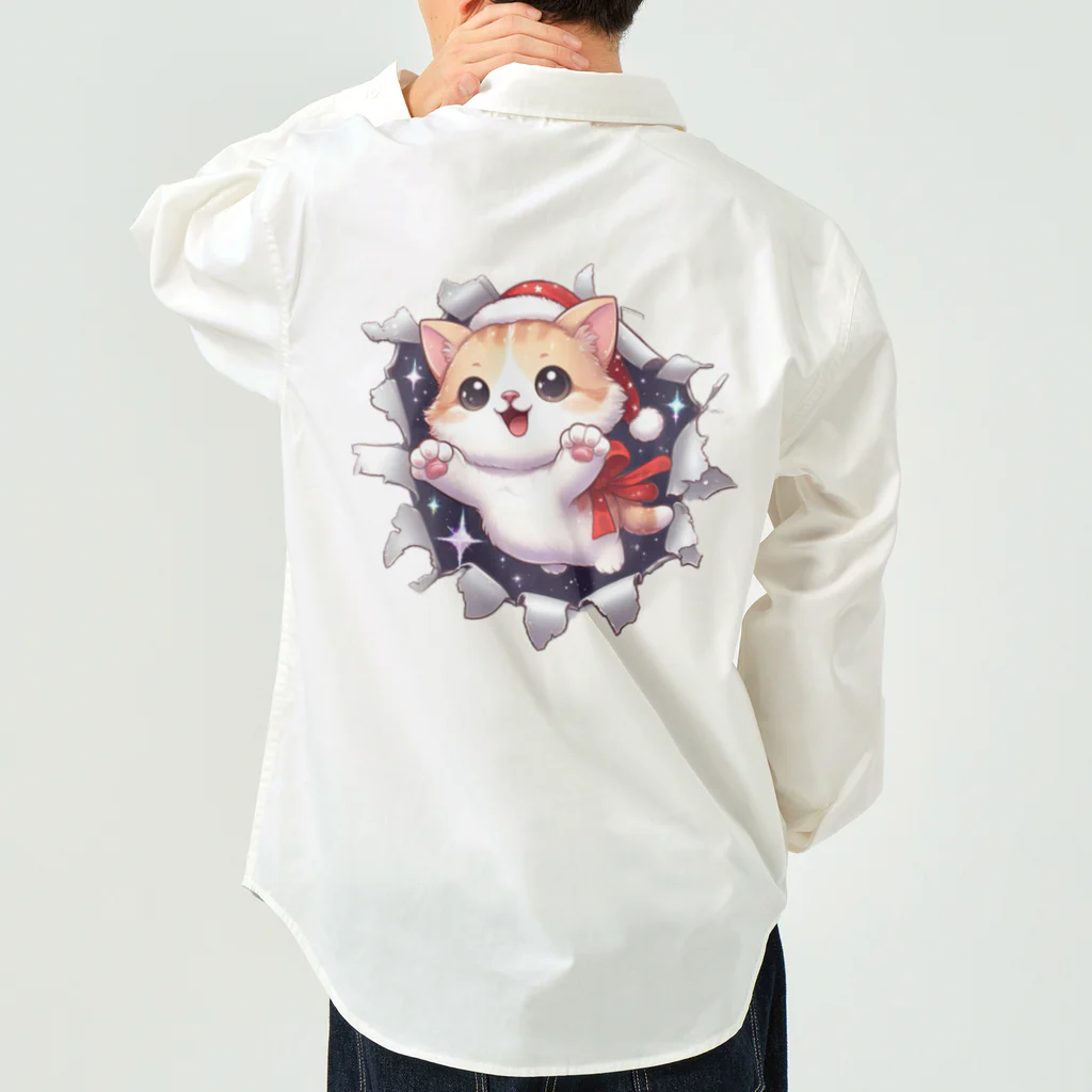 飛び出す！アニマルショップの飛び出す猫クリスマスver Work Shirt