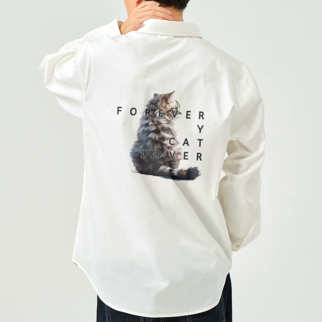 chubby the catのforever y cat lover01 ワークシャツ