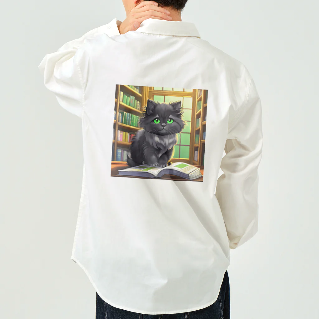 yoiyononakaの図書室の黒猫02 Work Shirt