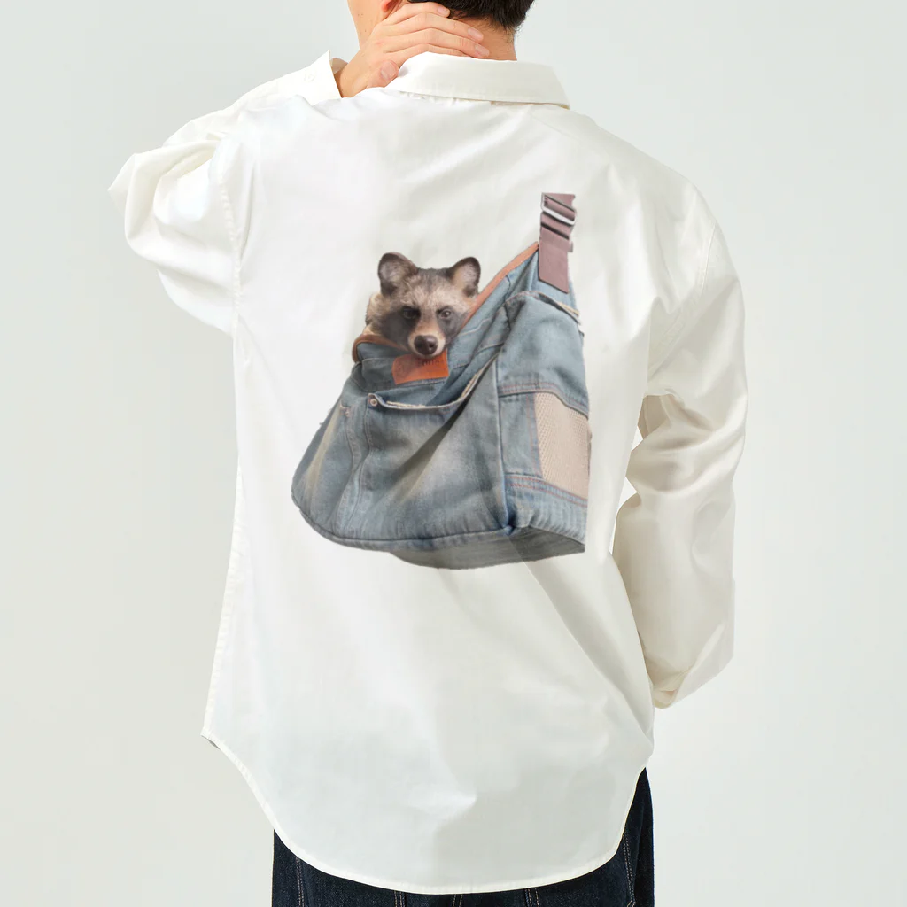 有限会社サイエンスファクトリーのタヌキのムギとお出かけ ワークシャツ