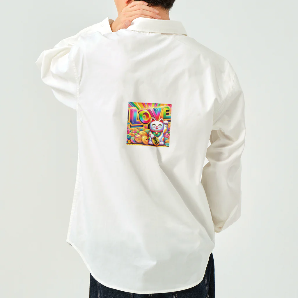 DesignDreamerの光輝く福招き猫 Work Shirt