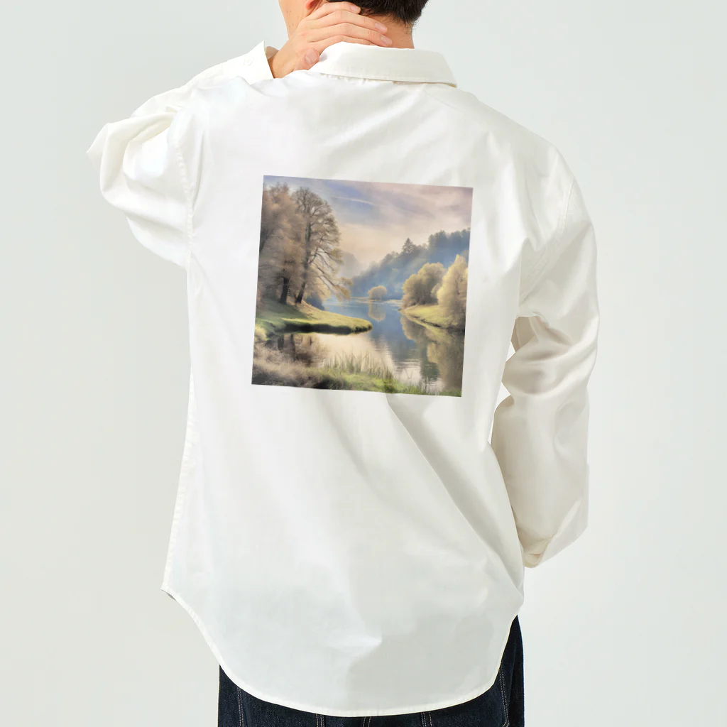 maikoのショップの静かな川辺の風景 Work Shirt