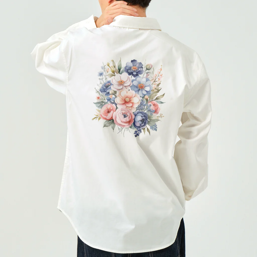 ファンシーTシャツ屋のパステルカラーの花束 ワークシャツ