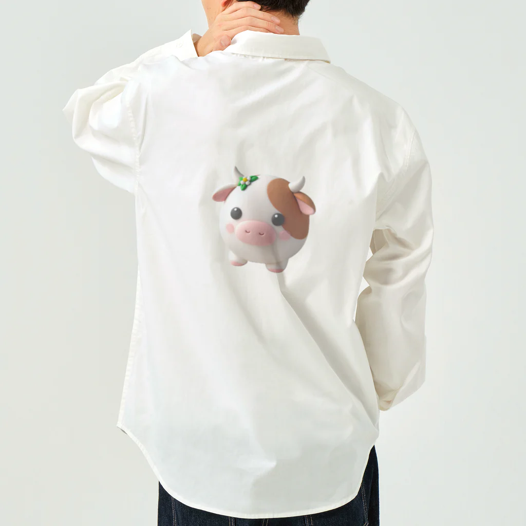 終わらない夢🌈の可愛い💕まんまる◯シリーズ✨　牛🐮 Work Shirt