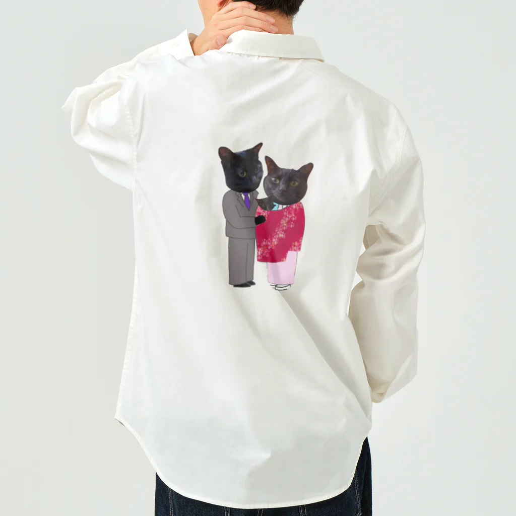 Parallel_merchの黒猫の親子 Work Shirt