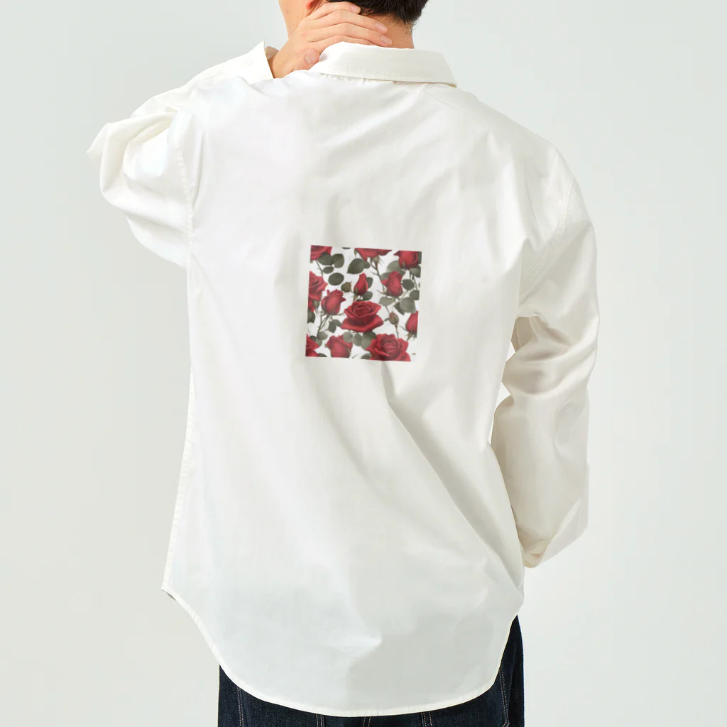 1123liliのサテンレッドの薔薇 Work Shirt