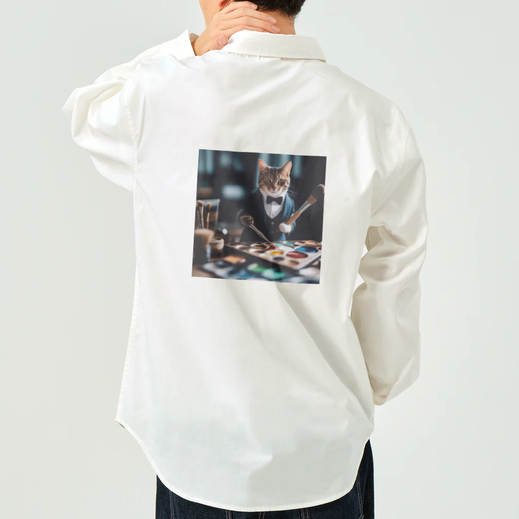 Koroniumの一匹の個性的な猫が絵筆を握っています Work Shirt