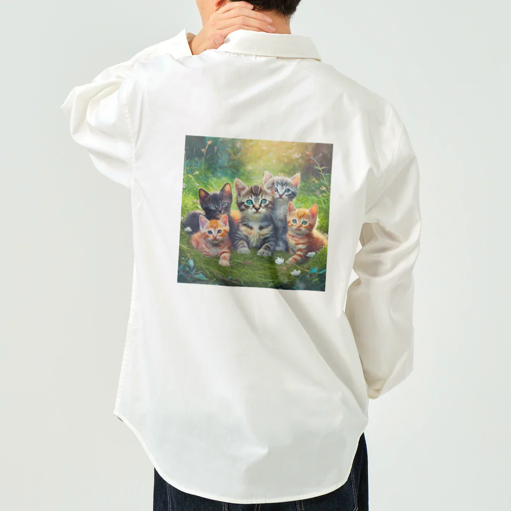 Colorful Canvasの猫ちゃん大集合 ワークシャツ